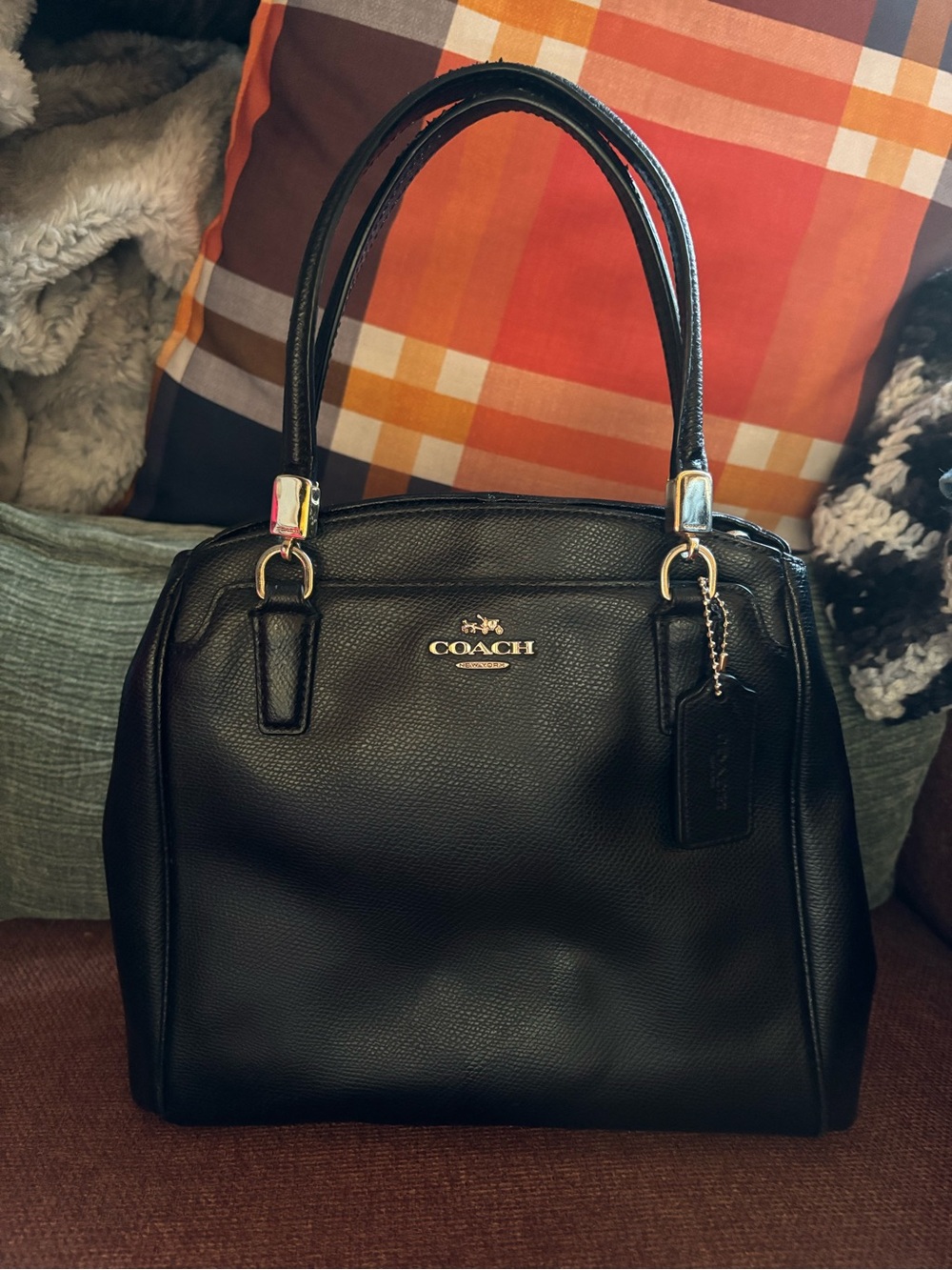 Coach Black Pebbled Leather Satchel Purse Handbag
